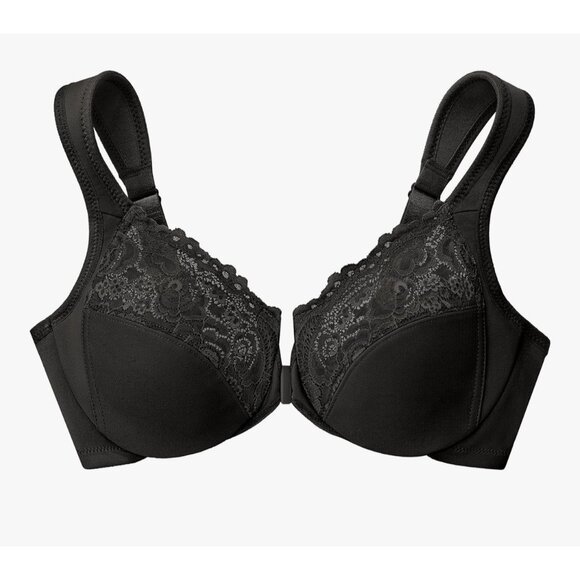 Glamorise Women's Black Full Figure Wonderwire Front Close Bra #1245 Size 36D - Picture 4 of 7